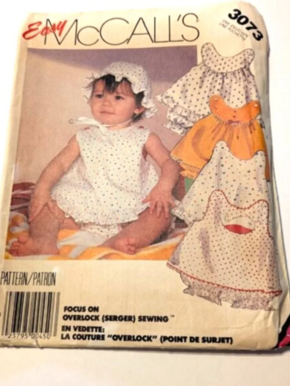 McCalls 3073 Baby EASY Sewing Pattern Sundress, Hat, Applique & Toy